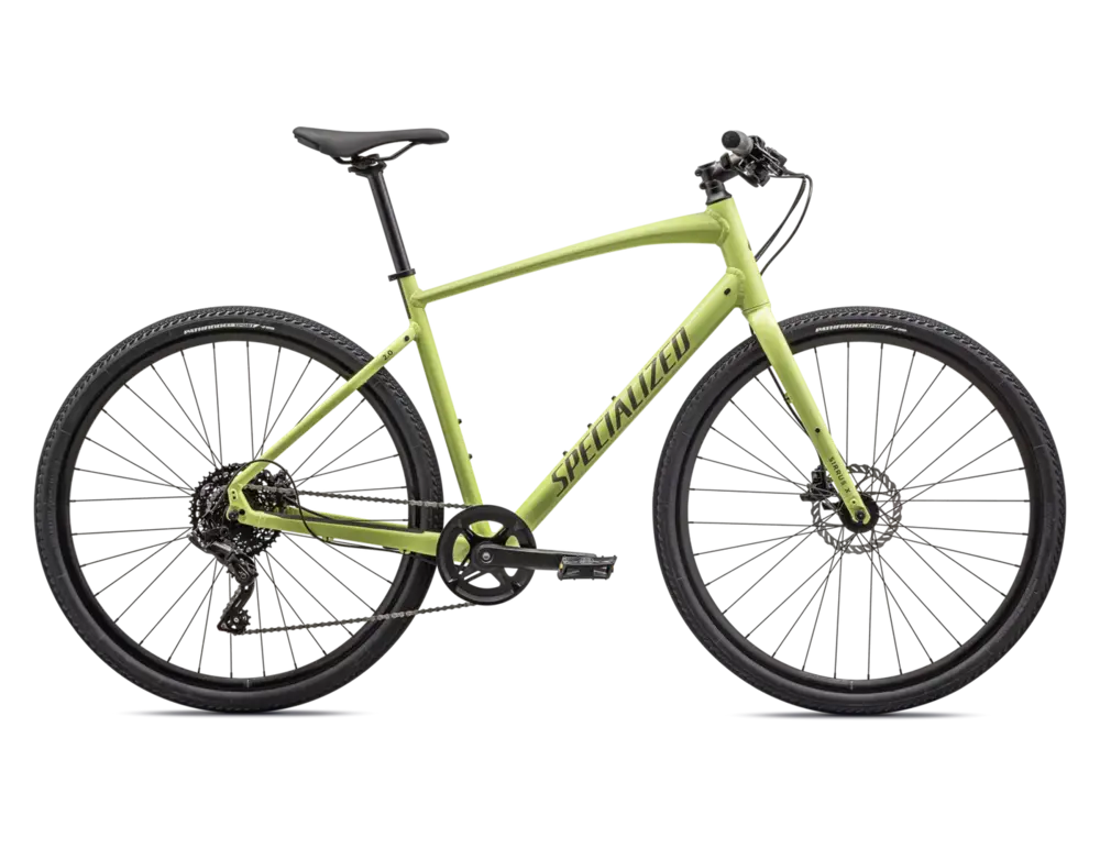 The 2023 Specialized Sirrus X 2.0 bike in a stylish light green and black color scheme