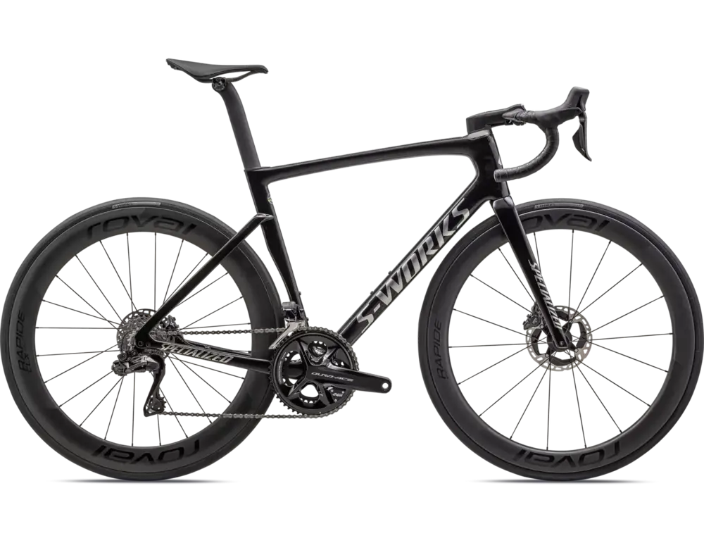 The 2023 Specialized Tarmac SL7 S-Works in a sleek black color