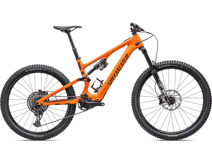 2023 Specialized Turbo Levo SL Carbon - A sleek shiny orange and black e-mountain bike for thrilling off-road adventures