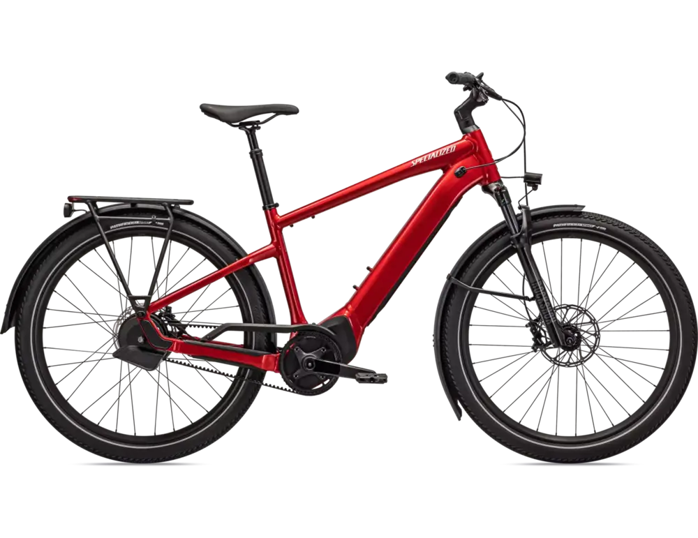 2023 Specialized Vado - A sleek shiny red e-bike designed for effortless urban commuting