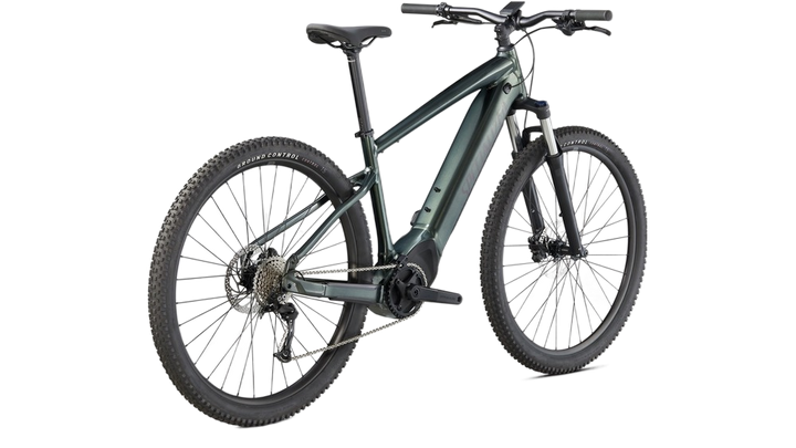 Clear back view of the 2023 Specialized Tero 3.0 in a stylish dark green and black color combination